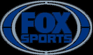 FOX Sports logo featuring blue oval design with gray border and dark blue FOX SPORTS text