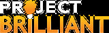 Project Brilliant logo with white text and yellow lightbulb icon on black background