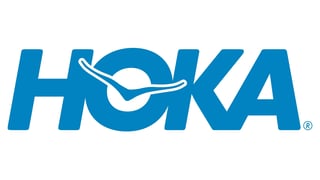 HOKA brand logo with registered trademark symbol in blue
