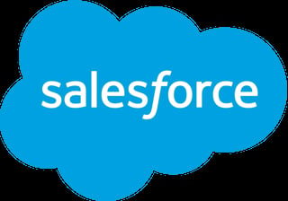 Salesforce logo: white text on a blue cloud-shaped background